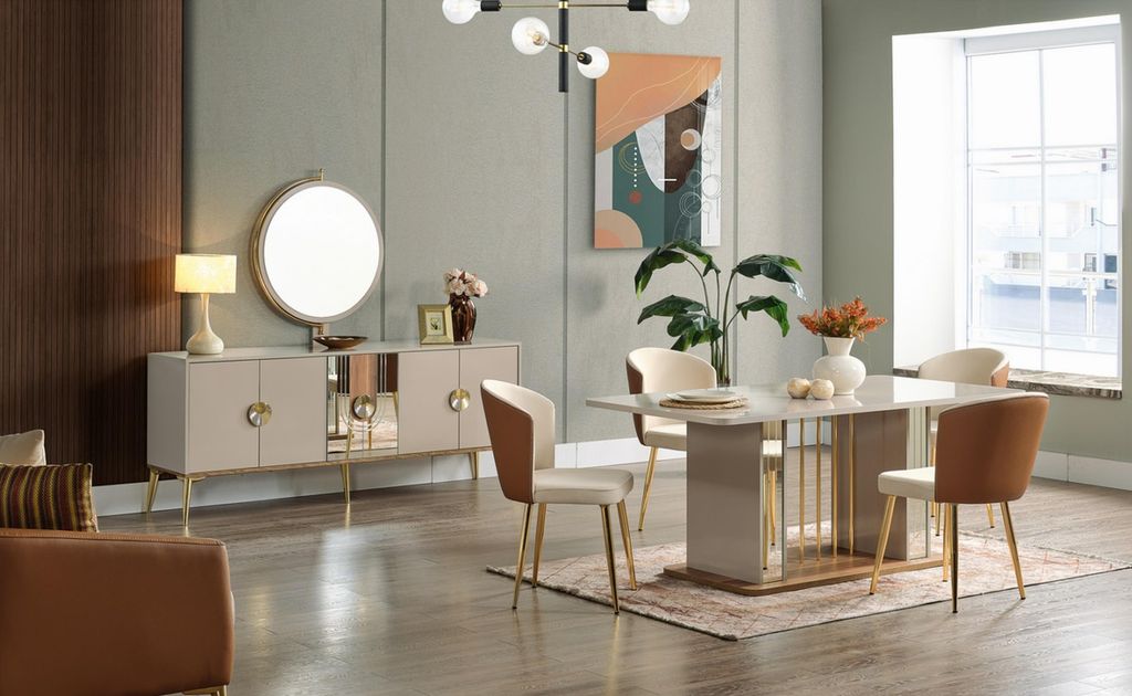 Esszimmer Set Esstisch + 6x Stühle + Anrichte Essgruppen Neu 8 tlg