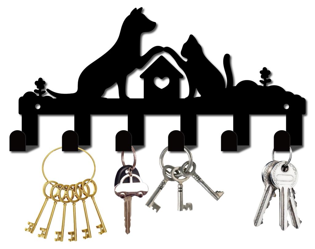 Schlüsselhalter mit Katzenmotiv, Wandmontage, Schlüsselorganizer, Metall, Wohnaccessoires, Hängeaufbewahrung, Dekoration für Haustür, Eingangs...