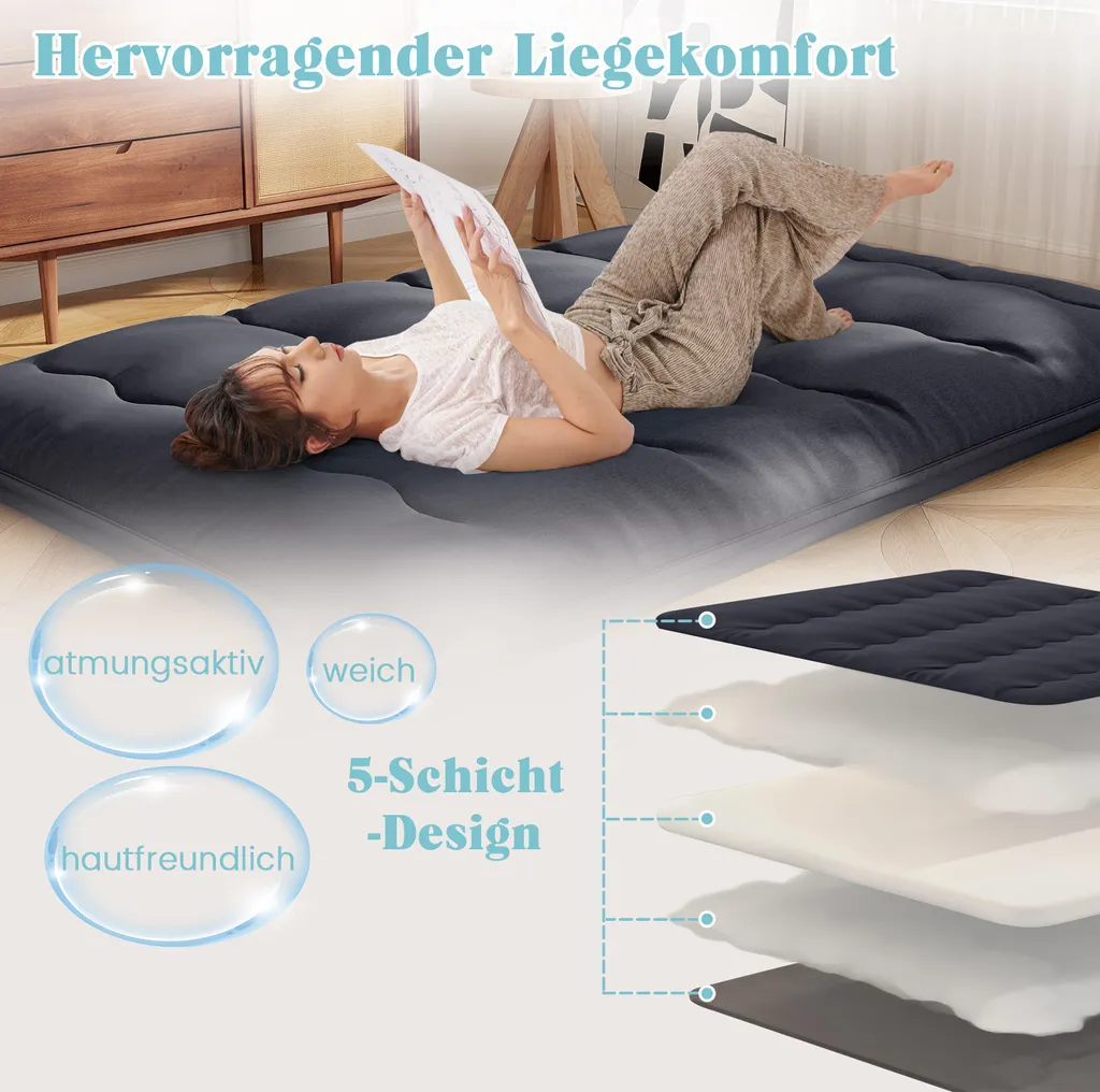Matelas de couchage 140 x 200cm pour lit d'appoint invités et camping