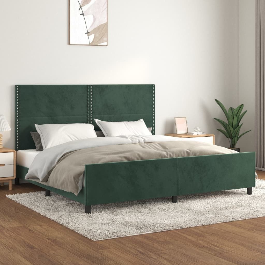 Maison Exclusive - Bettgestell ohne Matratze Dunkelgrün 200x200 cm Samt