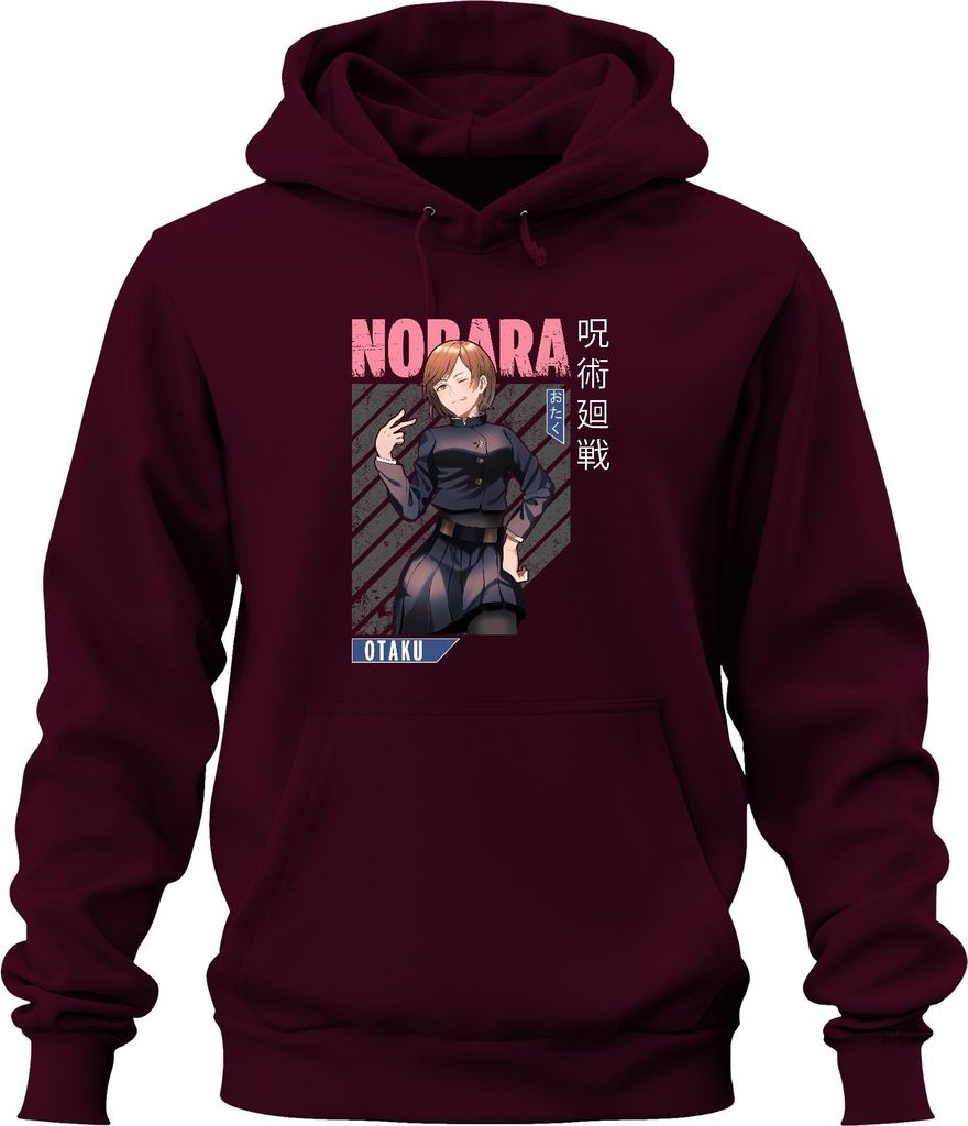 Nobara Jujutsu Kaisen Anime Ästhetik Otaku Geschenk Manga Vintage Uni Hoodie Kapuzenpullover, Burgundy, M