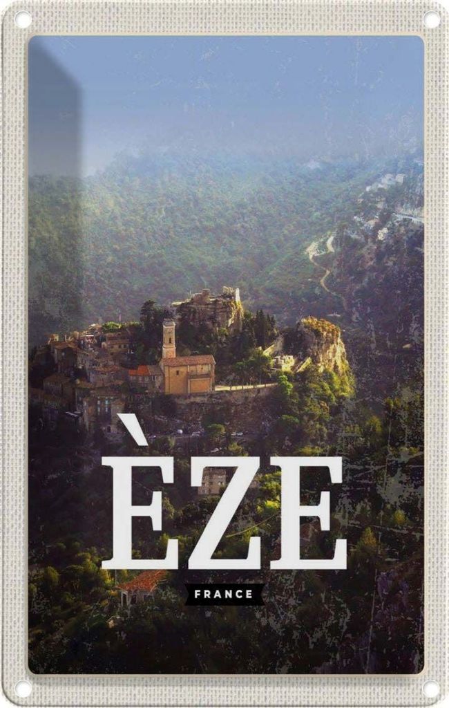 vianmo Blechschild 18x12 cm Eze France schönste Panorama Bildmotiv Reisemotiv Abenteuer Reisen Urlaub