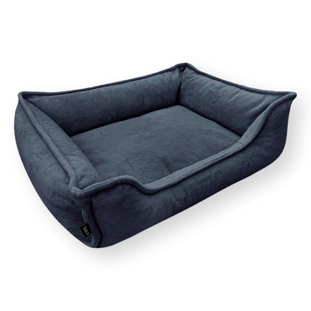 4L Textil IRIS Orthopädisches Hundebett Premium-LINE Hundekorb orthopädisch Kuscheliges Hundebett mit Bezug Memory Foam (80x60 cm, Dunkelgrau)