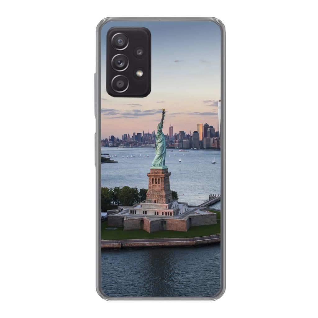 MuchoWow Handyhülle Schutzhülle Hülle für Samsung Galaxy A53 5G New York - Freiheitsstatue - Skyline Silikon Softcase Handy Hülle - Schutzab...