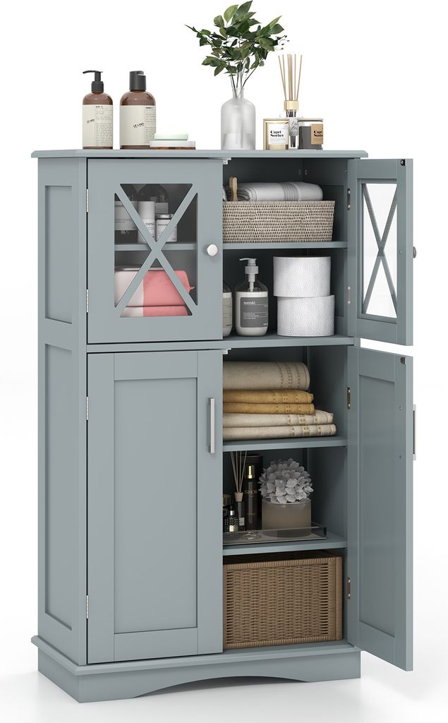 COSTWAY Armoire de salle de bain, armoire à linge avec Image du produit 