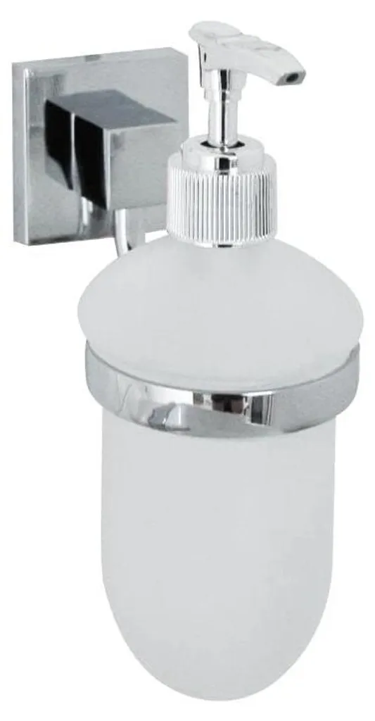Distributeur de savon MARE mural en chrome et blanc laiteux pour lavabo