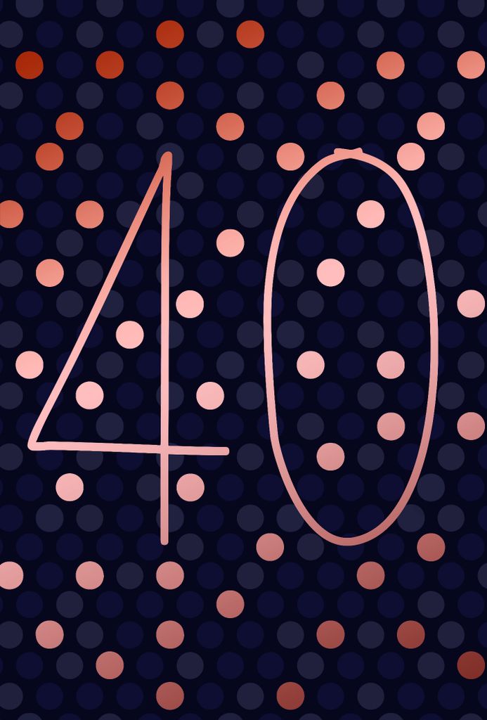 40. Geburtstag - Karte mit Umschlag - Schriftkarte - mit rosegoldener