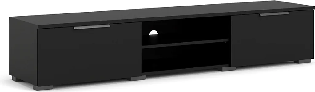 Meuble TV pour Salon avec Tiroirs de Stockage Noir Mat Série Malika