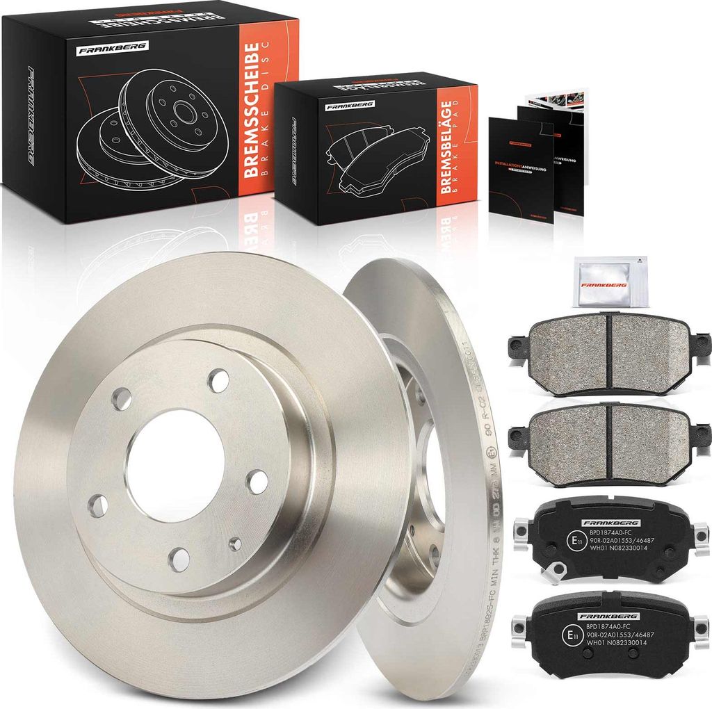 Frankberg 2x Bremsscheiben 4x Bremsbeläge Hinterachse für Mazda 6 Kombi GJ GL 6 Stufenheck 2.0L 2.2L 2.5L Bj ab 2012