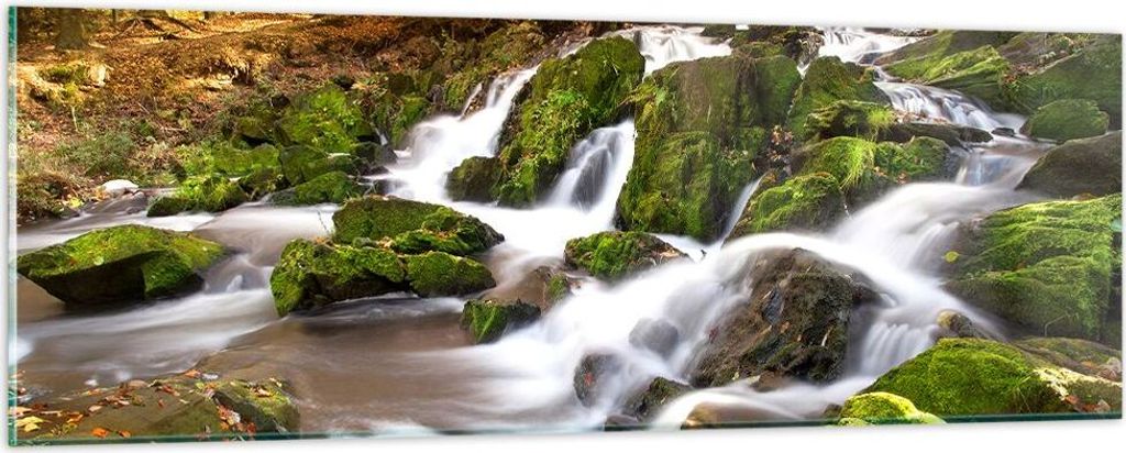 Bilder auf glas - Sonne Berg Bach Park - 90x30cm - Glasbilder - Wandbilder - Kunstdruck - zum Aufhängen bereit - Wanddekoration aus Glas - Glas Bi...