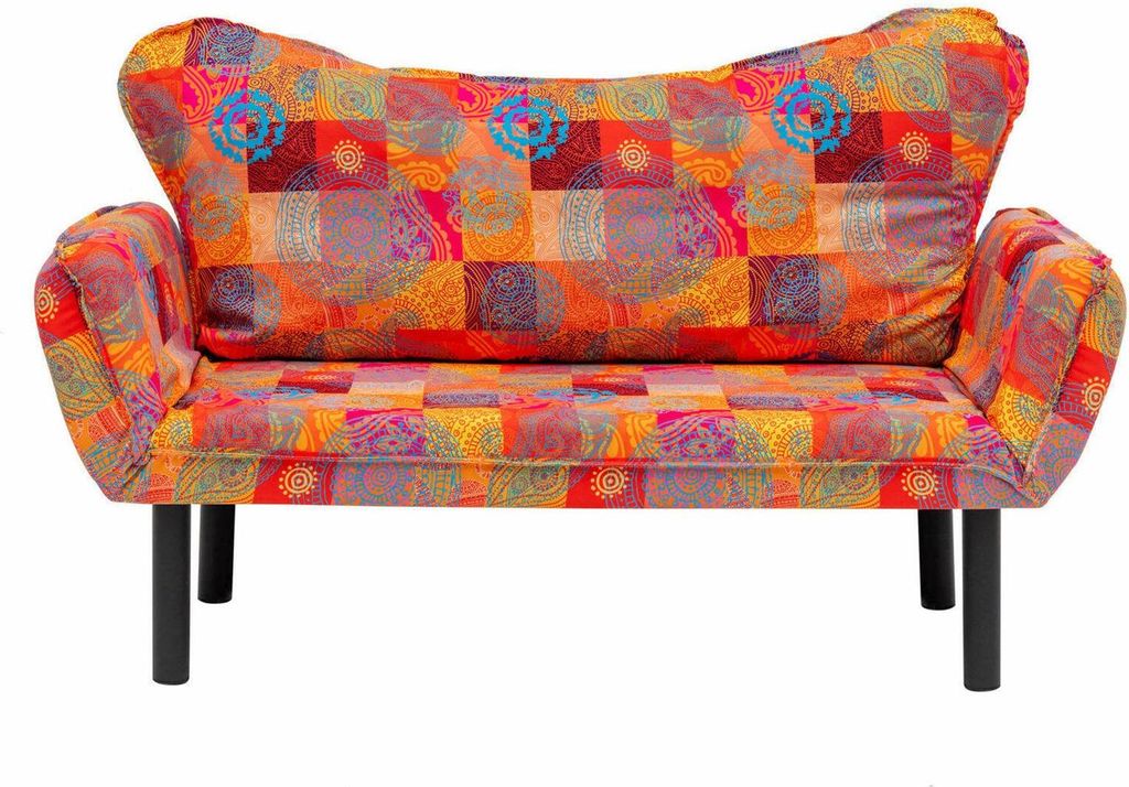 2-Sitzer SchlafsofaAquilonis, Verwandelbares Sofa, Lineare Stoffstruktur, Schlafsessel mit Stauraum, 150x65 h40 cm, Bunt
