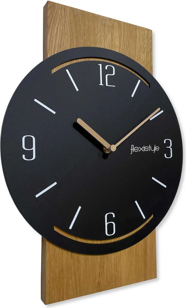 Horloge murale pour chambre d'ado et salon bois 40cm décor géométrique
