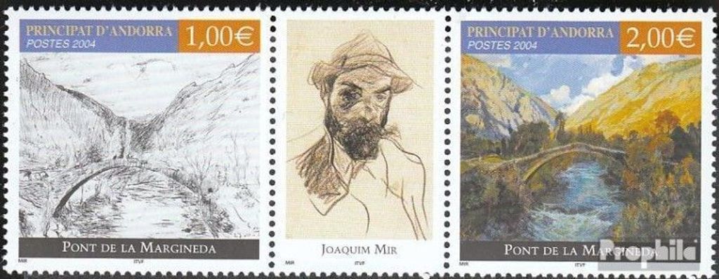 Briefmarken Andorra - Französische Post 2004 Mi 620-621 Dreierstreifen postfrisch Kunst