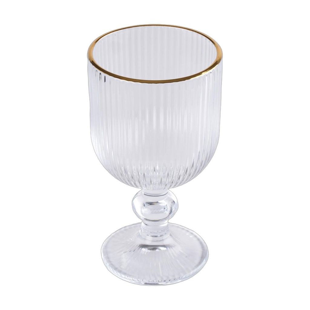 PRIMA DECO rýhované poháre na víno 270 ml so zlatým okrajom Obrázok produktu 