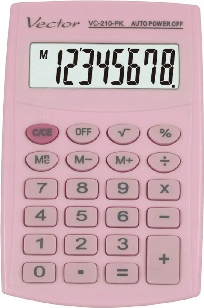 Calcolatrice per Scuola Elementare Vector VC-210 PK Rosa 8 Cifre
