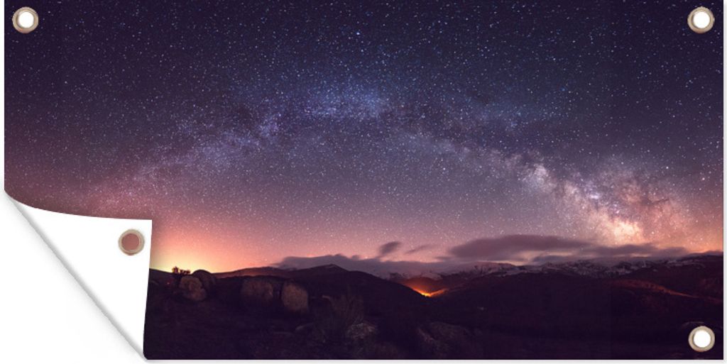 MuchoWow 80x40 cm Outdoor-Poster Gartendeko Sichtschutz Garten Poster für den Garten Violetter Himmel in der Nacht