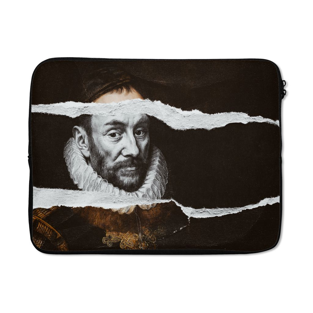 MuchoWow Laptop Hülle 17 Zoll Laptoptasche Wilhelm von Oranien - Alte Meister Schwarz und Weiß - Zipper - Schutzabdeckung