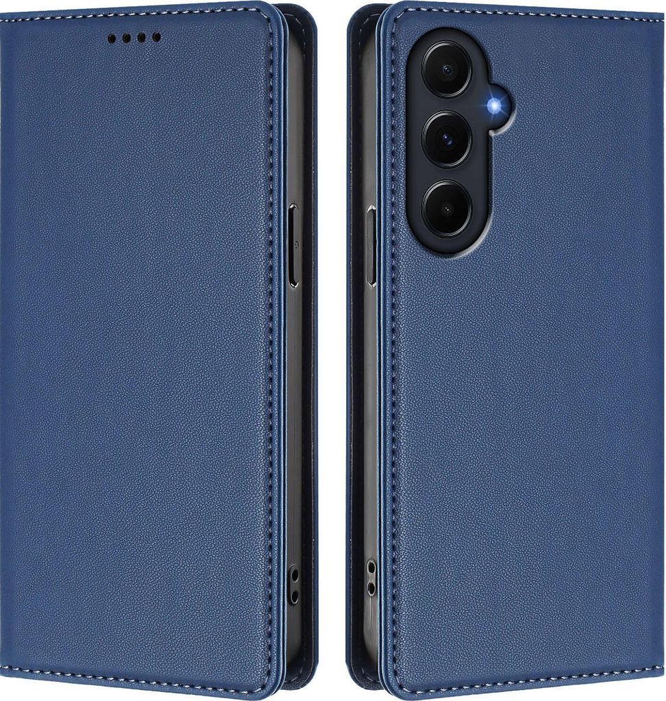 Handyhülle für Samsung Galaxy A55, Kunstleder Klapphülle Stoßfeste Magnetische Hülle mit Ständer Dunkelblau