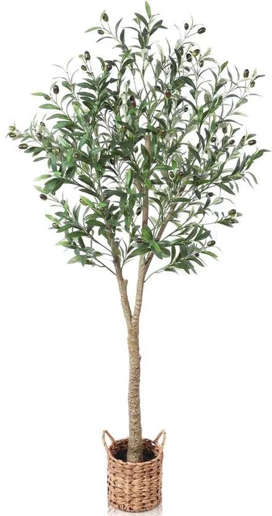 Grand arbre artificiel 150 cm au feuillage réaliste et panier tressé