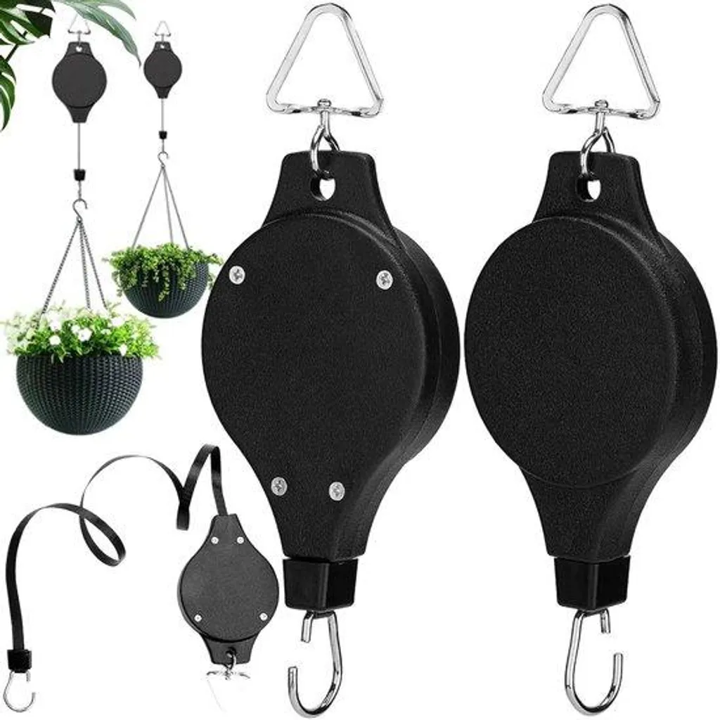 Poulie pour plante suspendue et mangeoire oiseau - Crochet jardinage x2