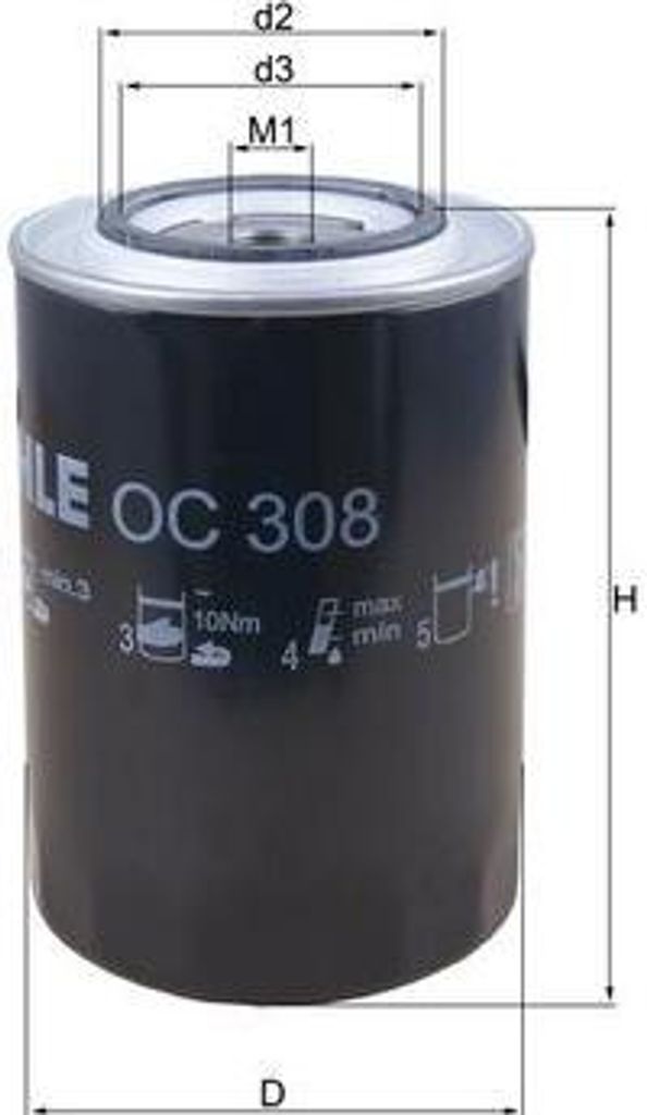 Ölfilter MAHLE OC 308 Anschraubfilter passend für Produktbild 