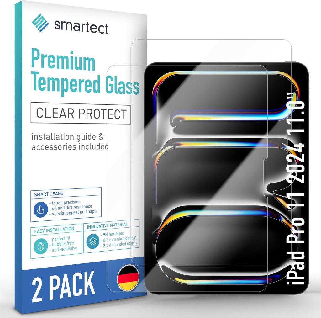 2x Schutzglas Panzerfolie Klar für iPad Pro 2024 11.0" Produktbild 