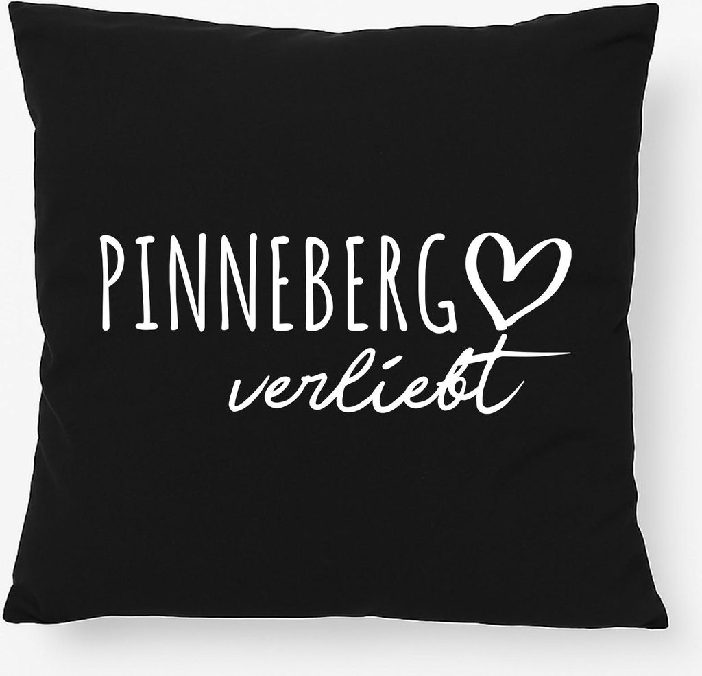 Huuraa Kissen Pinneberg verliebt 40x40cm mit Füllung Black Baumwolle Dekokissen Geschenkidee