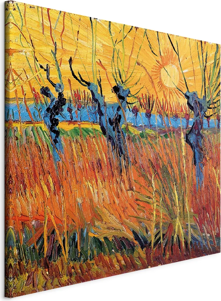 Quadro Decorativo Salici al Tramonto 60x60 - Tela Canvas per Area Relax