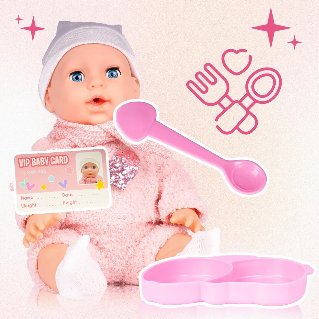 Poupée Educative 35cm pour Calmer les Enfants avec Sons et Tétine Adaptée