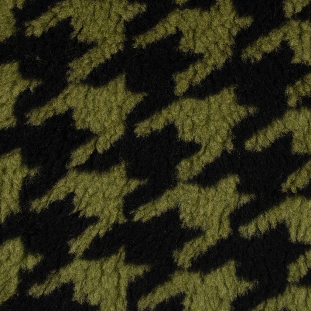 Fellimitat Kunstfell Teddyplüsch Hahnentritt grün schwarz 1,5m