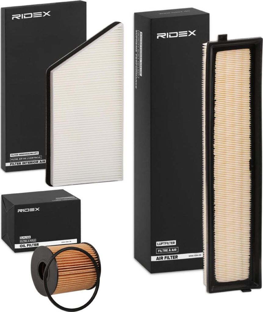 RIDEX Filterset Inspektionspaket Filtersatz passend für PEUGEOT 207 (WA, WC) 206 Schrägheck (2A/C) 206 CC (2D) 207 SW (WK) 206 SW (2E/K)