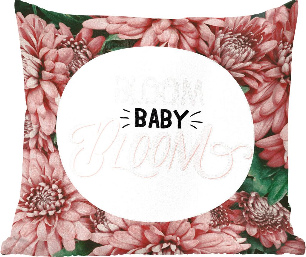MuchoWow Zierkissen Sofakissen Wohnzimmer Dekokissen 50x50 cm Sprichwörter - 'Bloom baby bloom' - Zitate - Komfort - Sofakissen
