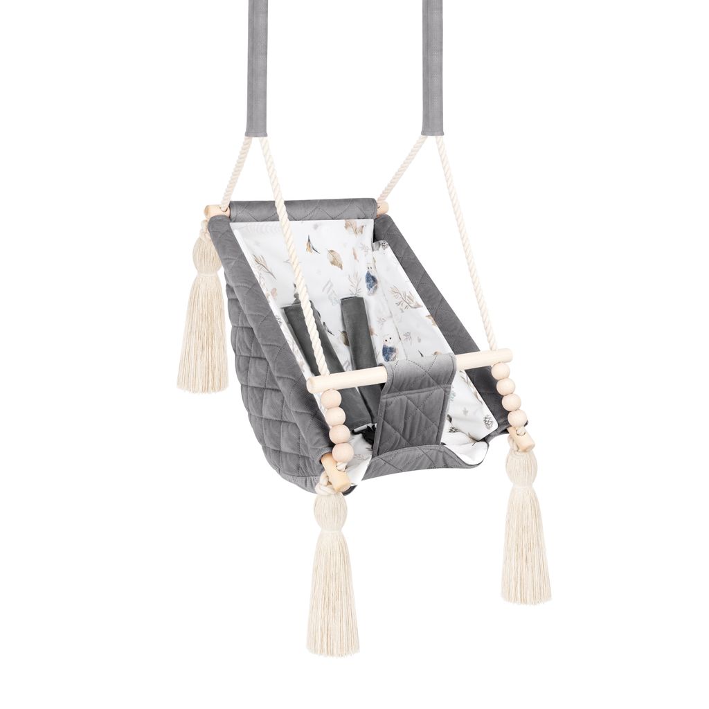 3-in-1 Babyschaukel aus Holz, dunkelgrau – mit Produktbild 