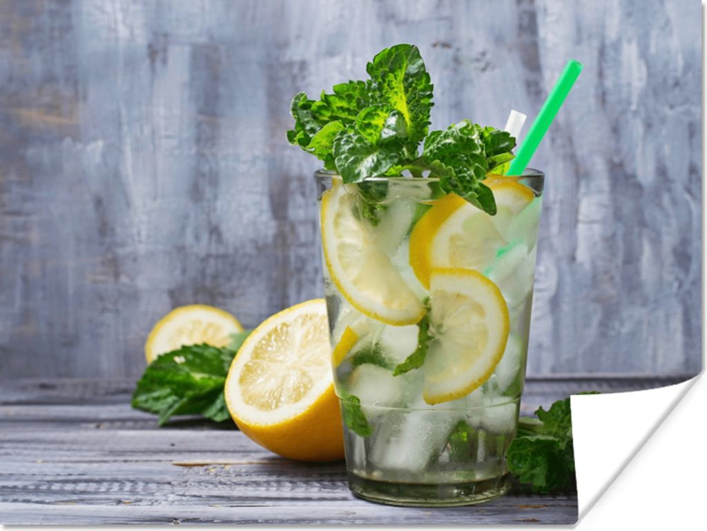 MuchoWow Poster Cocktail - Früchte - Kräuter 160x120 cm - Foto Plakat