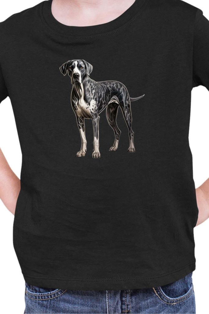 Kinder T-Shirt Dogs Breeds Great Dane Dog Breed 006, 7-8 Jahr - 128 / Schwarz