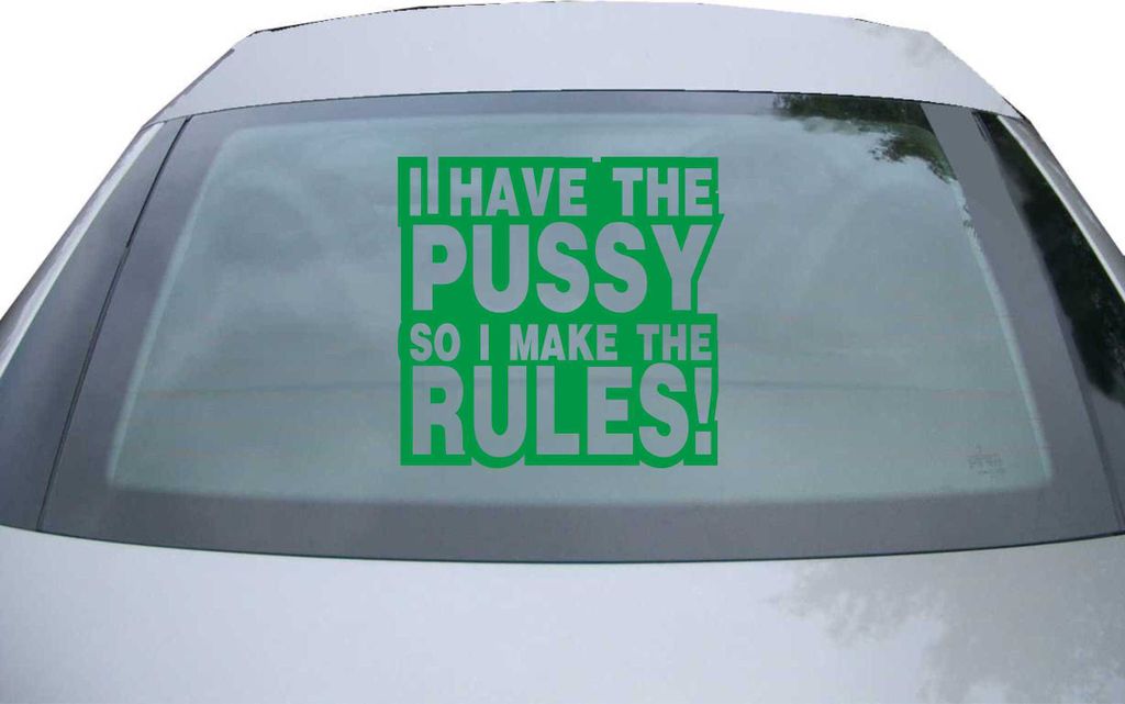 Indigos UG - Aufkleber Heckscheibe & Motorklappe DE6096 - grün - 600x571 mm - I have pussy so I make the rules! - Auto Scheiben Fenster Heckklappe...