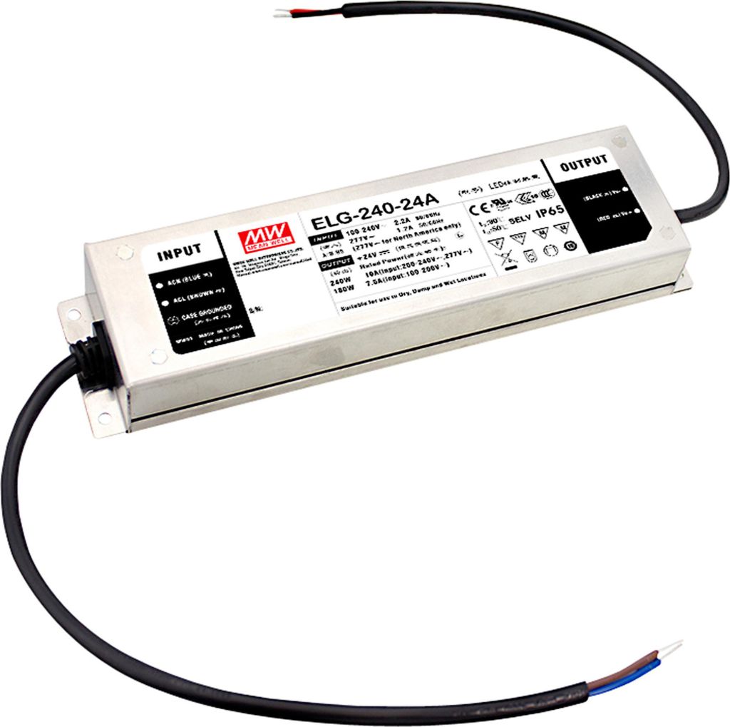 MEANWELL ELG-240-48A-3Y, AC-DC LED-Installationsnetzteil, Metallgehäuse, IP65 240W 48V 5A CV+CC + PE