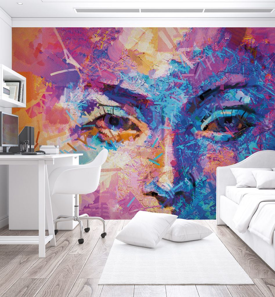 Fototapete abstrakt gemalte Augen, Material:Superior Vlies 350g/qm, Größe Tapete:260 x 300cm