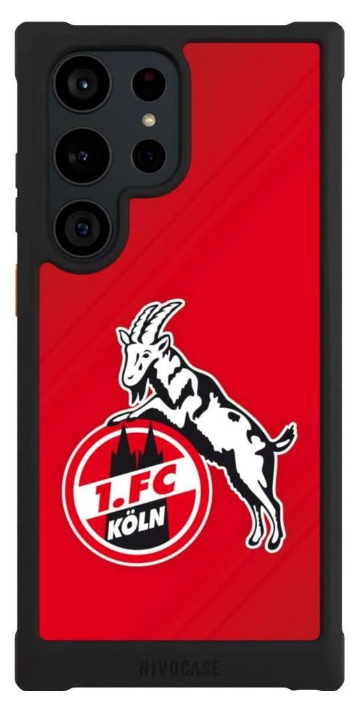 NIVOCASE Hülle für Samsung Galaxy S23 Ultra Stoßfeste Handyhülle NIVOmax Case Schwarz 1. FC Köln EffZeh Offizielles Lizenzprodukt
