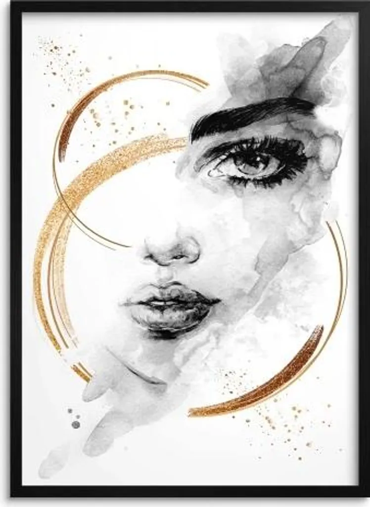 Poster Donna Moderno con Cornice Nera | Quadro Murale Soggiorno Design