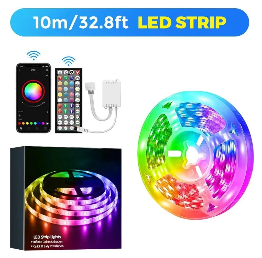 Ruban LED RGB 10m Multicolore Connecté pour Décoration Intérieure