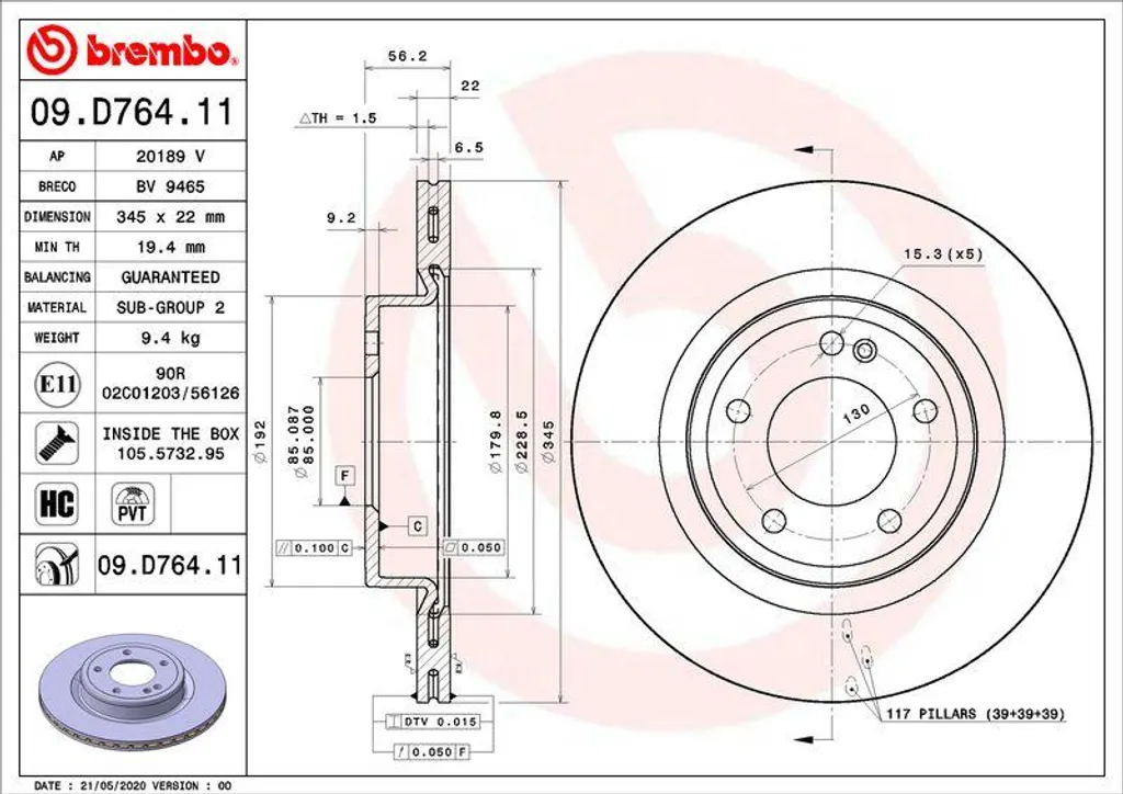 Disque de Frein Avant Brembo Haute Performance pour Mercedes Classe G