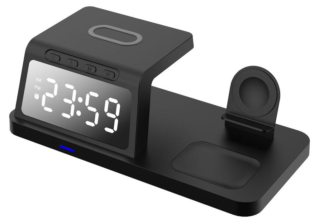 Wireless Charging Station 4 In 1, Digital Clock, 15 W Schnellladung, Für iPhone Und Android