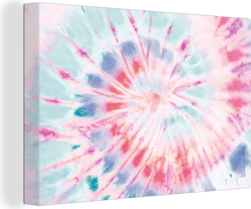 OneMillionCanvasses - Leinwandbilder - 140x90 cm, Krawattenfärbung - Muster - Blau, Wandbilder Kunstdruck Wanddekoration - Foto auf Leinwand - G...