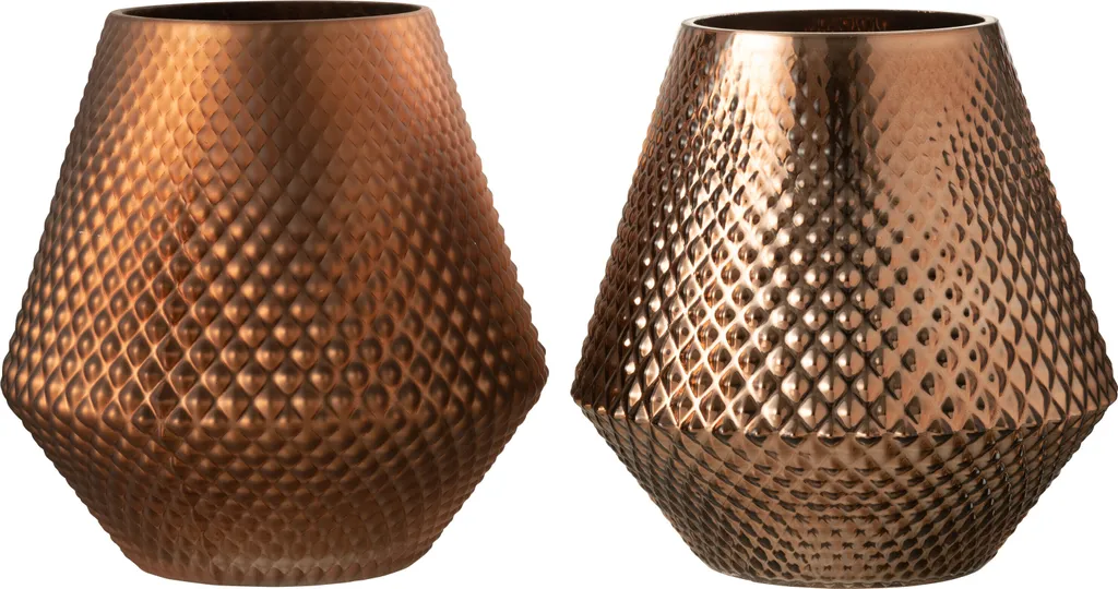 Sublimez votre Salon : Set de 2 Porte-bougies J-Line Cari Verre Cuivre