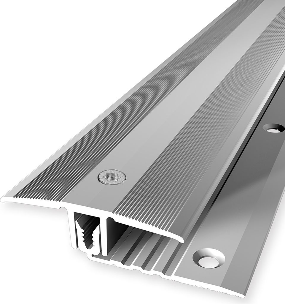 PROVISTON | Übergangsprofil | Parkettausgleich | Breite: 44 mm | Höhenausgleich: 7 - 18 mm | Länge: 1000 mm | Aluminiumprofil | Silber | 1 Stück