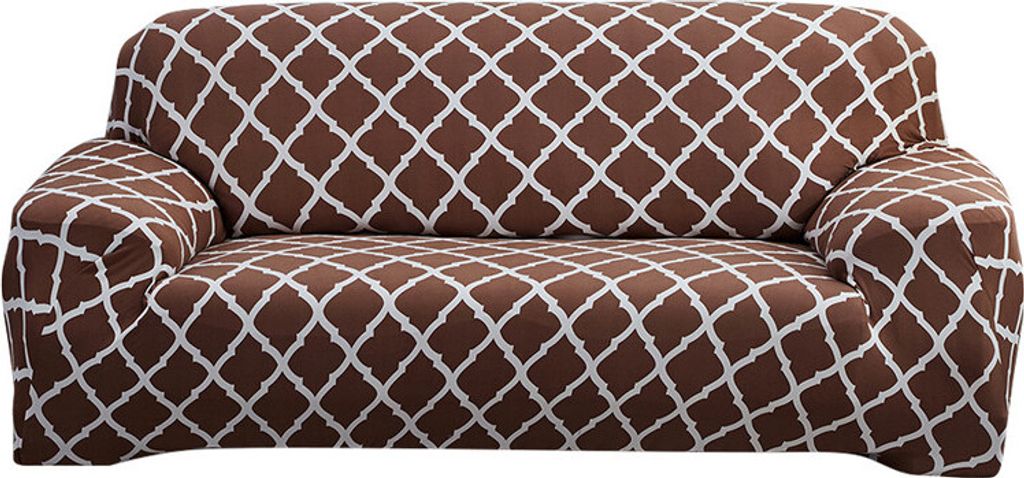 Stretch Sofabezug 1-teilige Polyester Elasthan Stoff Sofa Schonbezug 3-Sitzer Möbelschutzbezug mit Kissenbezug für Kinder Haustiere (Dunkelbraun)