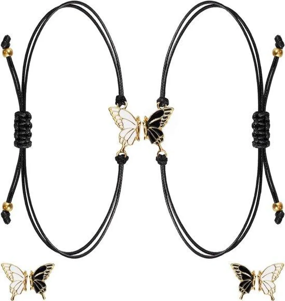 Deux bracelets d'amitié papillon réglables avec capteurs à distance