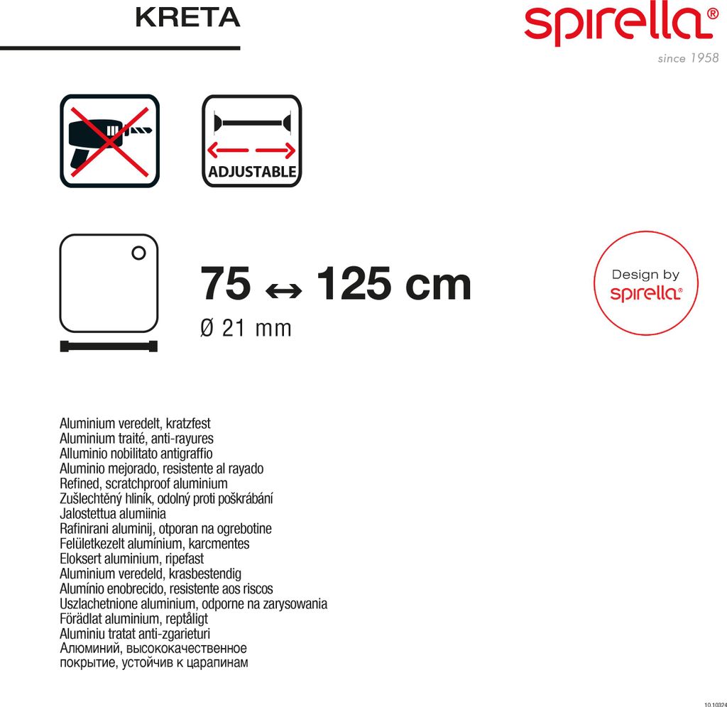 Spirella Teleskopstange Kreta | Duschvorhangstange ohne Bohren | Spannstange, durch Drehen verstellbar, sicherer Halt | als Duschstange, Kleidersta...