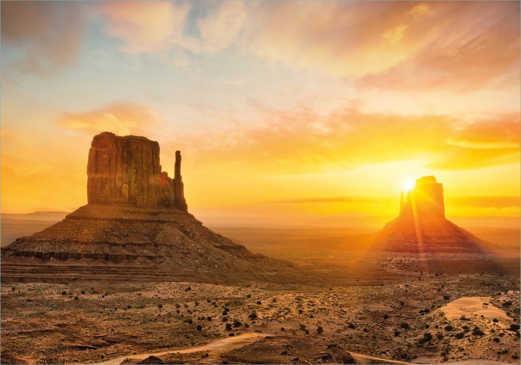 Wallario selbstklebendes Poster - Monument bei Sonnenuntergang, Größe: 70 x 100 cm